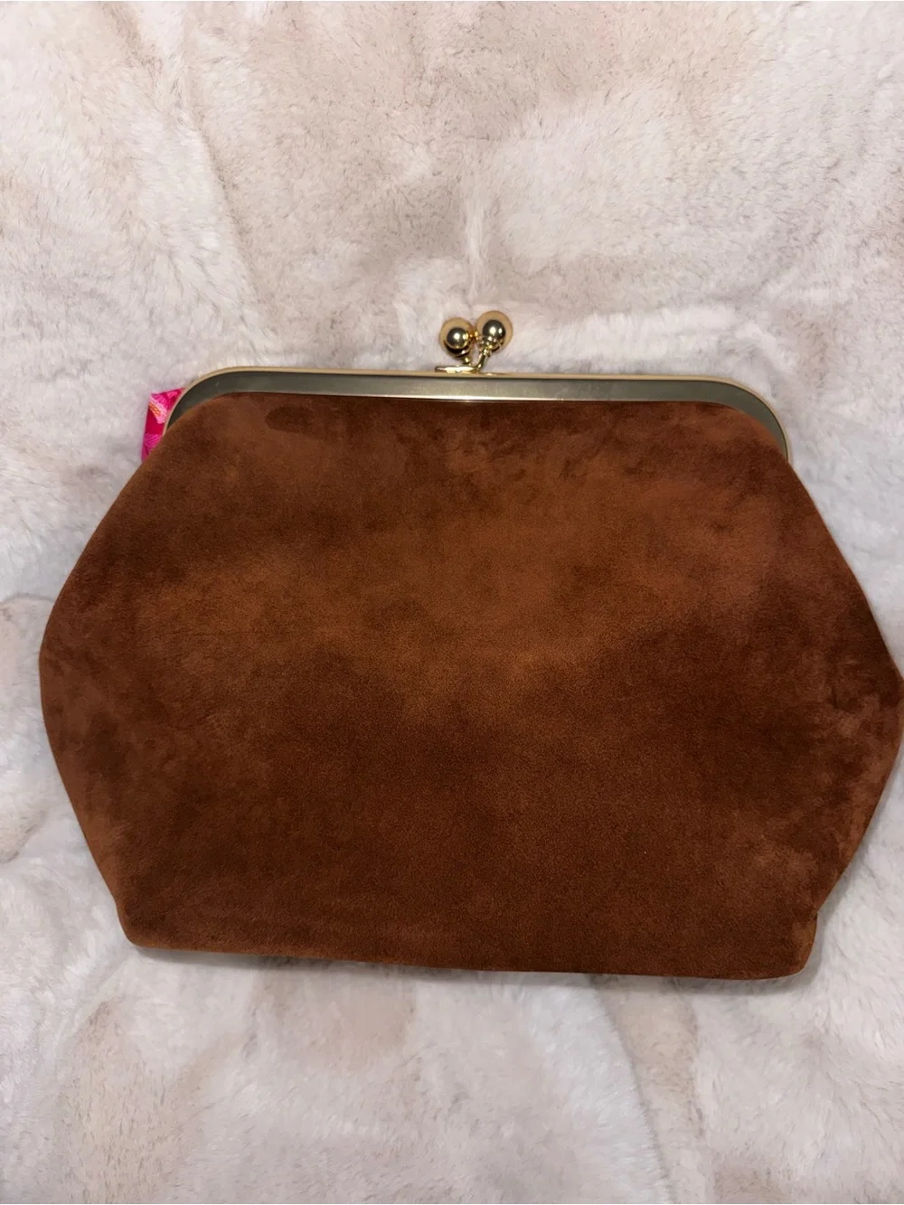 Coach Kisslock Brown Suede Frame Shoulder Bag